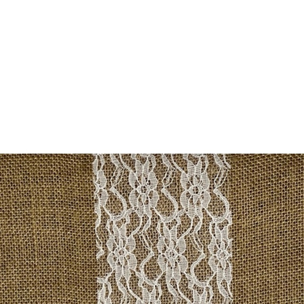 116” x 12” Burlap Lace Table Runner Rustic Farmhouse Wedding Decor Boho - Picture 6 of 6